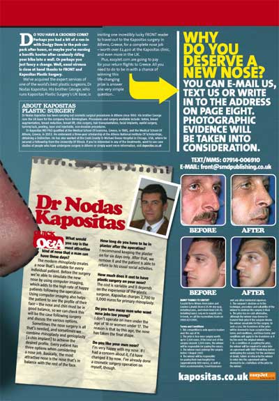 Front magazine UK nose plastic surgery